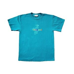 Vintage Disneyland Embroidered Tigger Shirt Mens Large Rainbow Teal USA Made